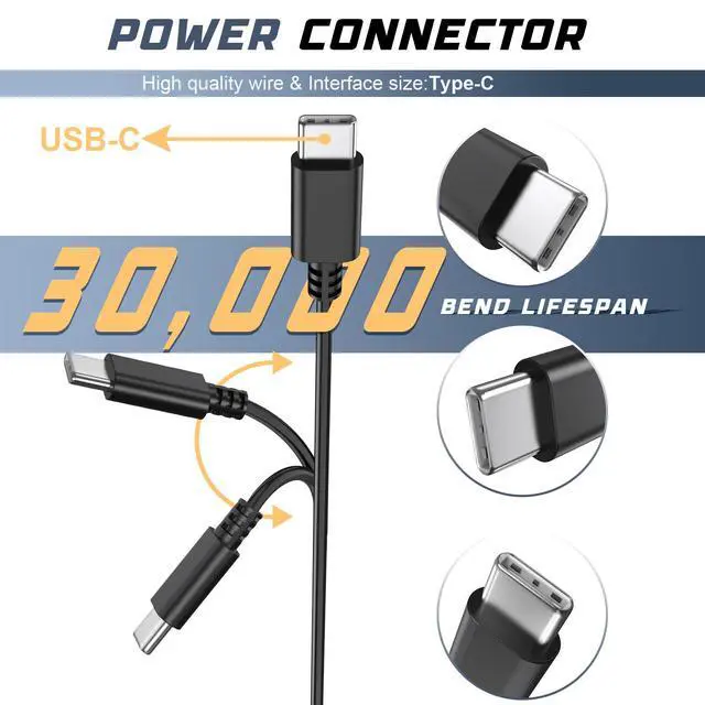 Alt view image 3 of 7 - 65W 45W USB C Laptop Charger for Chromebook Charger Universal Compatibility PD3 Type C Computer Charger Cord 10FT