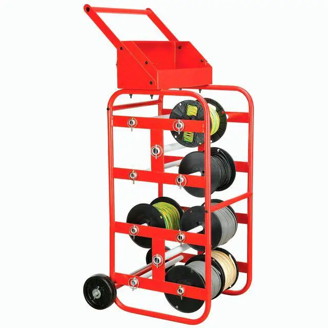Alt view image 2 of 7 - Wire Reel Caddy, 14"W x 16"D x 31"H, Orange