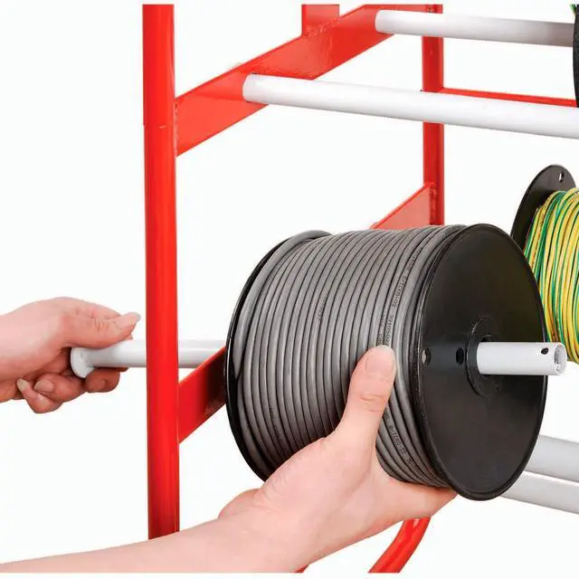 Alt view image 6 of 7 - Wire Reel Caddy, 14"W x 16"D x 31"H, Orange