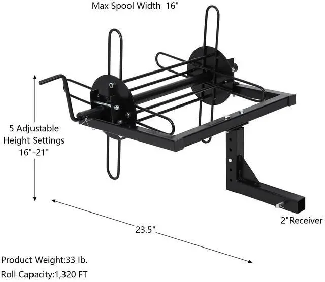 Alt view image 6 of 7 - Wire Unroller, Fence Stretcher Unroller Hitch, Wire Unroller with Bolts, 2" Receiver Hitch -5 Adjustable Height Setting, Compatible Attach to Your Truck, Connect Your Tractor ATV