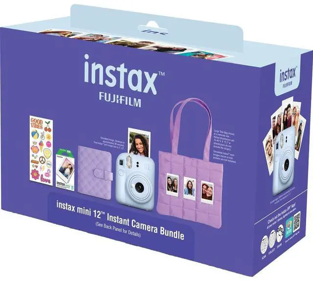 Alt view image 4 of 4 - instax mini 12 Instant Film Camera Holiday Bundle (Pastel Blue) with 2 x Instax Mini Instant Film - Foil Pack and Microfiber Cloth