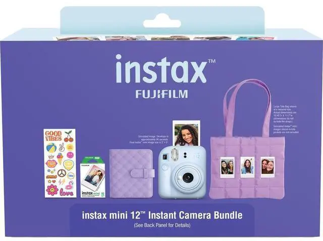 Alt view image 3 of 4 - instax mini 12 Instant Film Camera Holiday Bundle (Pastel Blue) with 2 x Instax Mini Instant Film - Foil Pack and Microfiber Cloth