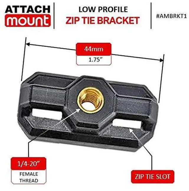 Main image of Cable Tie Zip Tie Mount Bracket Threaded 1/4"-20 Qty 20 Brackets
