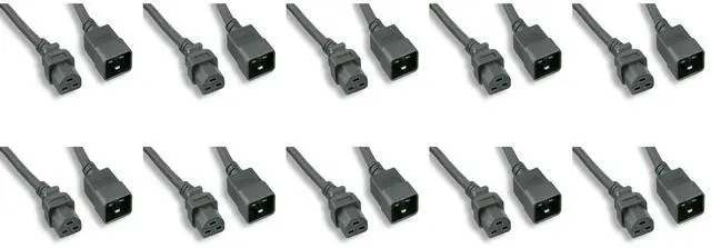 Main image of Heavy Duty 12 AWG C20 to C21 Universal Jumper Power Cord (Black (3ft) 1 Meter) (10 Pack)