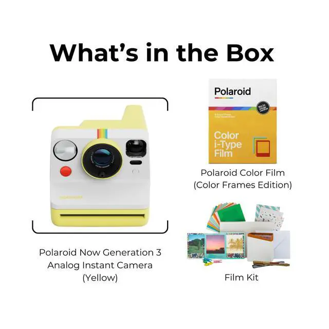 Alt view image 5 of 7 - Now Generation 3 Analog Instant Camera Bundle (Yellow) | Two-Lens Autofocus System, Tripod Mount, Film Kit, (3 items)