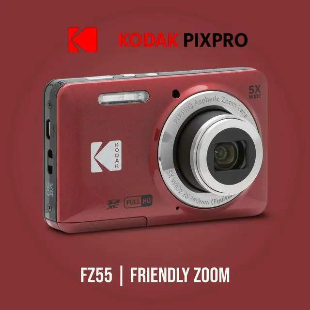 Alt view image 2 of 7 - PIXPRO FZ55 Digital Camera (Red) Friendly Zoom Bundle | 128GB SD Card, Tripod, (5 items)