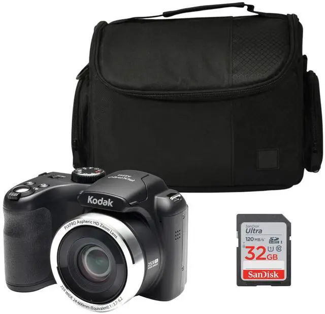 Main image of PIXPRO AZ252 16MP Digital Camera Black Compact Camera - Zoom | 32GB Memory Card, Case, Image Stabilization - Perfect for Photography Enthusiasts, (3 items)