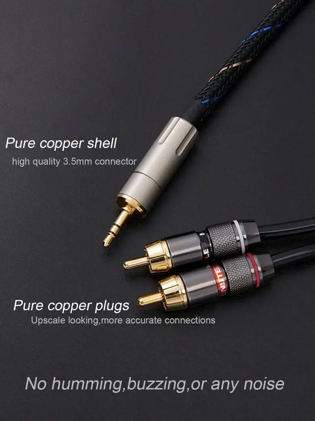 Alt view image 3 of 6 - Audiophile 3.5mm Male to 2 Male RCA Audio Cable, Hi-Fi Sound Nylon-Braided RCA to Aux Compatible with Echo Dot, Stereo Receiver, Speaker & HDTV ect (15M(49FT))