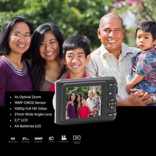 Alt view image 3 of 7 - PIXPRO Friendly Zoom FZ45-WH 16MP Digital Camera with 4X Optical Zoom 27mm Wide Angle and 2.7' LCD Screen (White) Bundle with Cleaning Kit, 32GB Memory Card, Camera Case, and Batteries (5 Items)