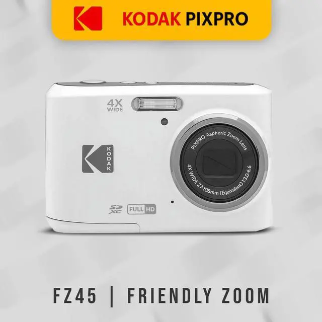 Alt view image 2 of 7 - PIXPRO Friendly Zoom FZ45-WH 16MP Digital Camera with 4X Optical Zoom 27mm Wide Angle and 2.7' LCD Screen (White) Bundle with Cleaning Kit, 32GB Memory Card, Camera Case, and Batteries (5 Items)