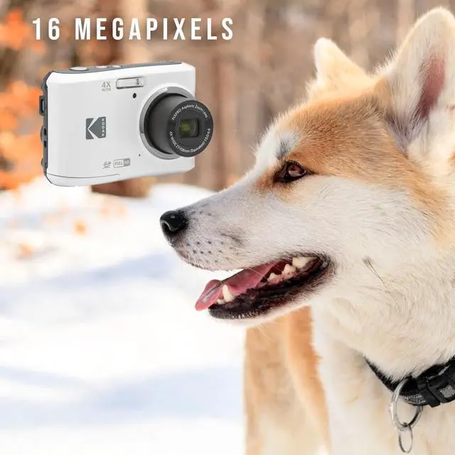 Alt view image 6 of 7 - PIXPRO Friendly Zoom FZ45-WH 16MP Digital Camera with 4X Optical Zoom 27mm Wide Angle and 2.7' LCD Screen (White) Bundle with Cleaning Kit, 32GB Memory Card, Camera Case, and Batteries (5 Items)