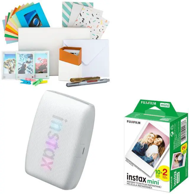 Main image of Instax Mini Link 3 Compact Smartphone Printer Bundle (Clay White) | Twin Film Pack, AiR Studio App, (3 items)
