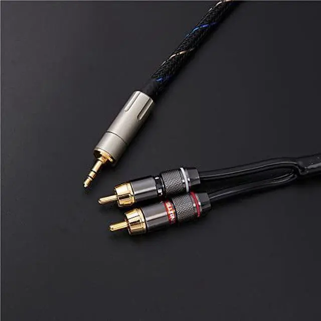 Alt view image 5 of 6 - Audiophile 3.5mm Male to 2 Male RCA Audio Cable, Hi-Fi Sound Nylon-Braided RCA to Aux Compatible with Echo Dot, Stereo Receiver, Speaker & HDTV ect (15M(49FT))