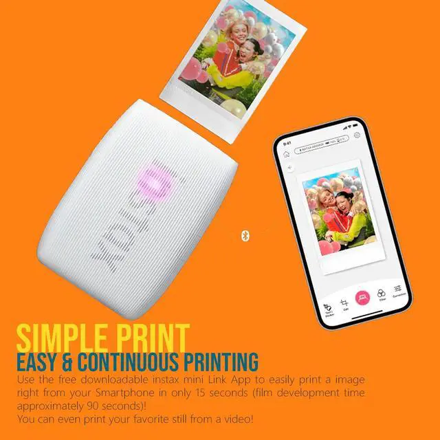 Alt view image 3 of 7 - Instax Mini Link 3 Compact Smartphone Printer Bundle (Clay White) | Polaroid Film Kit, AiR Studio App, (4 items)