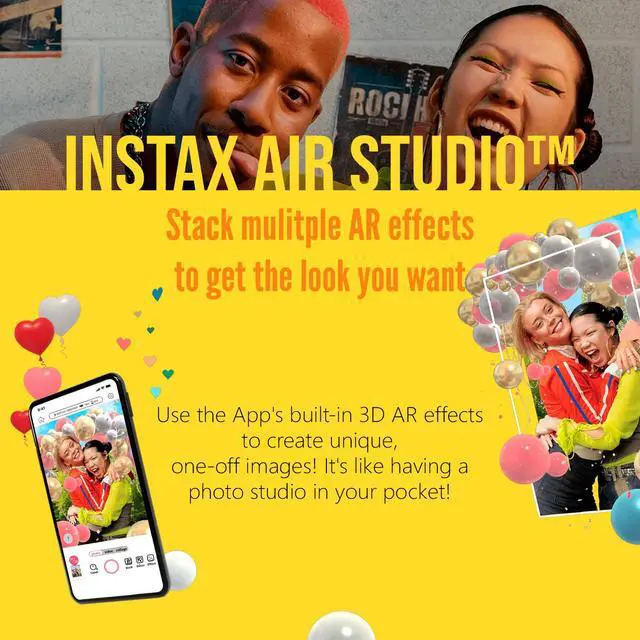 Alt view image 4 of 7 - Instax Mini Link 3 Compact Smartphone Printer Bundle (Clay White) | Polaroid Film Kit, AiR Studio App, (4 items)