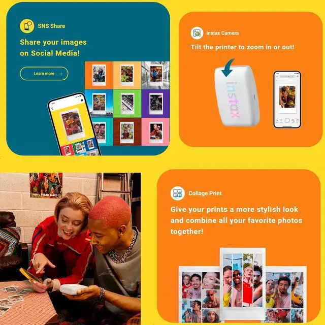 Alt view image 7 of 7 - Instax Mini Link 3 Compact Smartphone Printer Bundle (Clay White) | Polaroid Film Kit, AiR Studio App, (4 items)