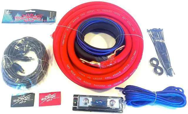 Main image of Oversized 1/0 Ga OFC AWG Amp Kit Twisted RCA Red Black Complete Sky High