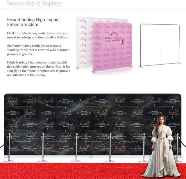 Alt view image 5 of 6 - Custom Tension Fabric Display Backdrop with Stand 7.5 x 7.5 FT | Tension Banner Trade Show Backdrop Large Portable Tradeshow Booth Display Banner for Business,Campuses, Weddings, Corporate