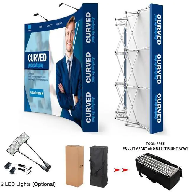 Alt view image 5 of 7 - Custom Curved Pop Up Displays Trade Show Backdrop 7.5x7.5 FT | Tension Fabric HD Banner Printing Banner Pop-up Display Stand Trade Show Booth Display for Business Corporate Wedding Mall