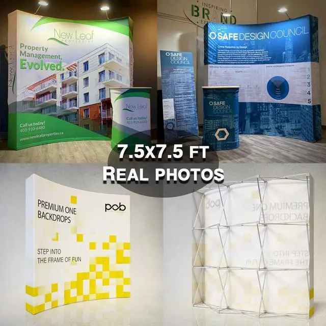Alt view image 6 of 7 - Custom Curved Pop Up Displays Trade Show Backdrop 7.5x7.5 FT | Tension Fabric HD Banner Printing Banner Pop-up Display Stand Trade Show Booth Display for Business Corporate Wedding Mall