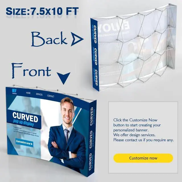 Alt view image 2 of 7 - Custom Curved Pop Up Displays Trade Show Backdrop 7.5x7.5 FT | Tension Fabric HD Banner Printing Banner Pop-up Display Stand Trade Show Booth Display for Business Corporate Wedding Mall