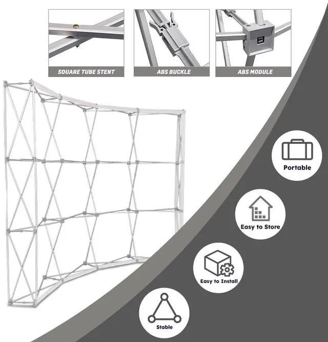 Alt view image 3 of 6 - Custom Curved Pop Up Displays Trade Show Backdrop 7.5x10 FT | Tension Fabric HD Banner Printing Banner Pop-up Display Stand Trade Show Booth Display for Business Corporate Wedding Mall