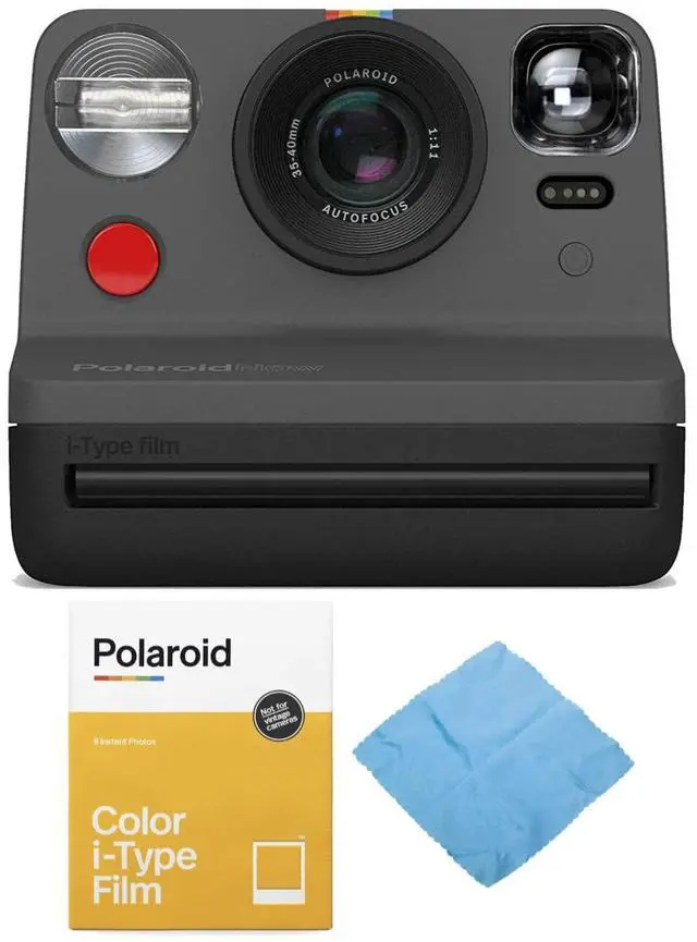 Main image of Originals Now Viewfinder i-Type Instant Camera (Black) Bundle | Color Film for Cameras (8 Exposures) Microfiber, (3 items)