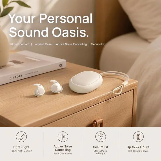 Alt view image 3 of 7 - NE76 Sleep Earbuds, Ultra-Mini Side Sleeper Earbuds 3g with ENC Mic, AI Translation Earbuds Real Time, 150-Language Translator, Bluetooth 5.4 Wireless Headphones for Travel & Busines, 400H Standby