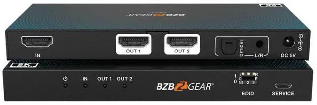 Main image of 1x2 8K UHD HDMI 2.1 Splitter with Auto Downscaling/Audio De-Embedding (8K60/4K120 and VRR/FVA/ALLM Support)