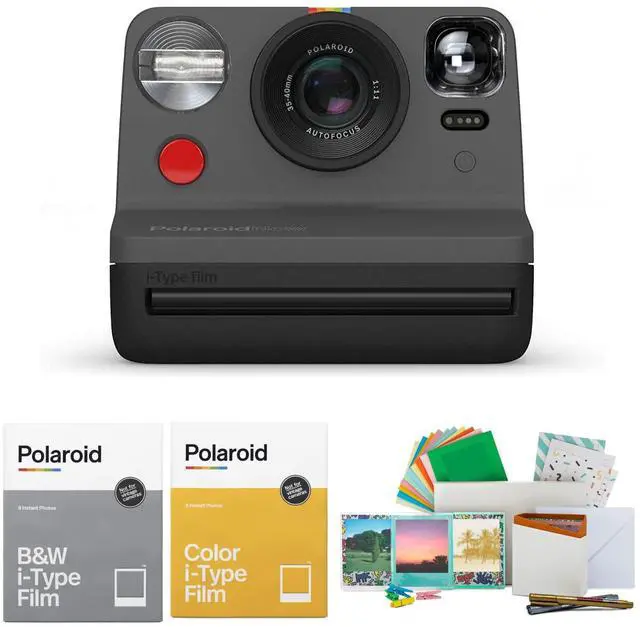 Main image of Originals Now Viewfinder i-Type Instant Camera (Black) Bundle | Reusable Vintage Photo Accessory Kit, B&W Film, (4 items)