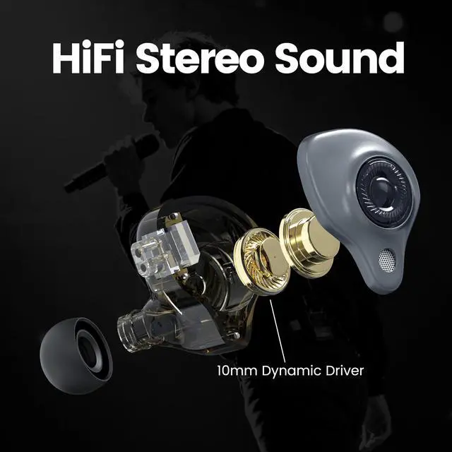 Alt view image 3 of 7 - in Ear Monitor Headphones Without Mic, 3.5mm,Gray,10mm Driver | 10mm Dynamic Driver,Detachable 4N OFC Cable,HiFi IEM Earphones for Gaming and Gift Giving