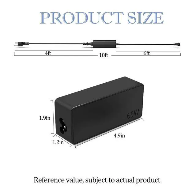 Alt view image 3 of 6 - Charger fit for Lenovo IdeaPad Slim 3 3i 1 IdeaPad 3 3i 5 1i 15.6" | 3-15itl6 3-15tl6 3-15itl05 3-15iau7 3-15iil05 Slim 3 15iah8 151an8 15q8 15q8x10 Laptop Adapter Power 3.25A 65W