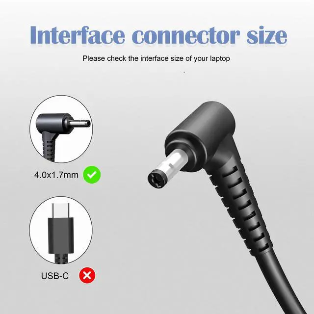Alt view image 6 of 6 - Charger fit for Lenovo IdeaPad Slim 3 3i 1 IdeaPad 3 3i 5 1i 15.6" | 3-15itl6 3-15tl6 3-15itl05 3-15iau7 3-15iil05 Slim 3 15iah8 151an8 15q8 15q8x10 Laptop Adapter Power 3.25A 65W