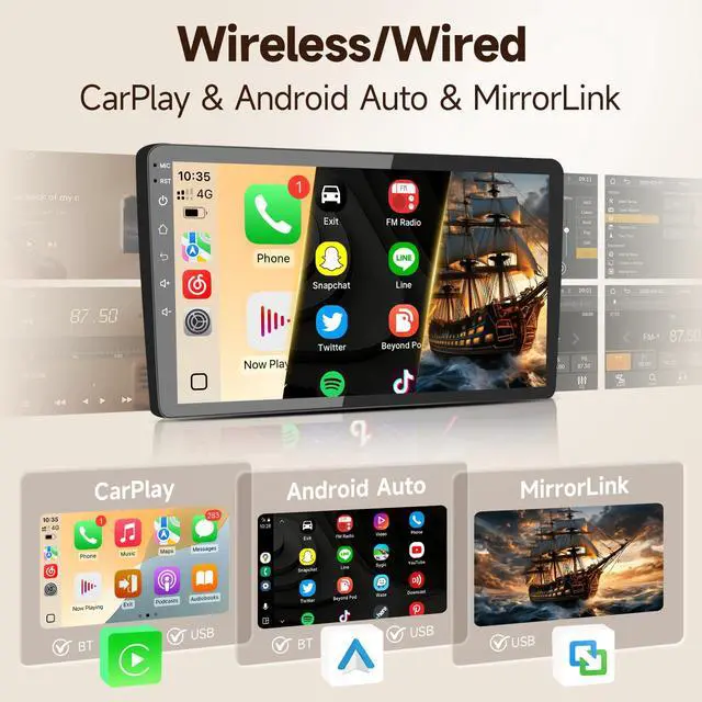 Alt view image 4 of 7 - Linux Car Radio for Toyota Camry 2006 2007 2008 2009 2010 2011 | Fast Boot Wireless CarPlay & Android Auto, 9 inch Touch Screen for Toyota Camry Bluetooth FM 1280P Backup Camera SWC