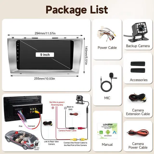 Alt view image 7 of 7 - Linux Car Radio for Toyota Camry 2006 2007 2008 2009 2010 2011 | Fast Boot Wireless CarPlay & Android Auto, 9 inch Touch Screen for Toyota Camry Bluetooth FM 1280P Backup Camera SWC
