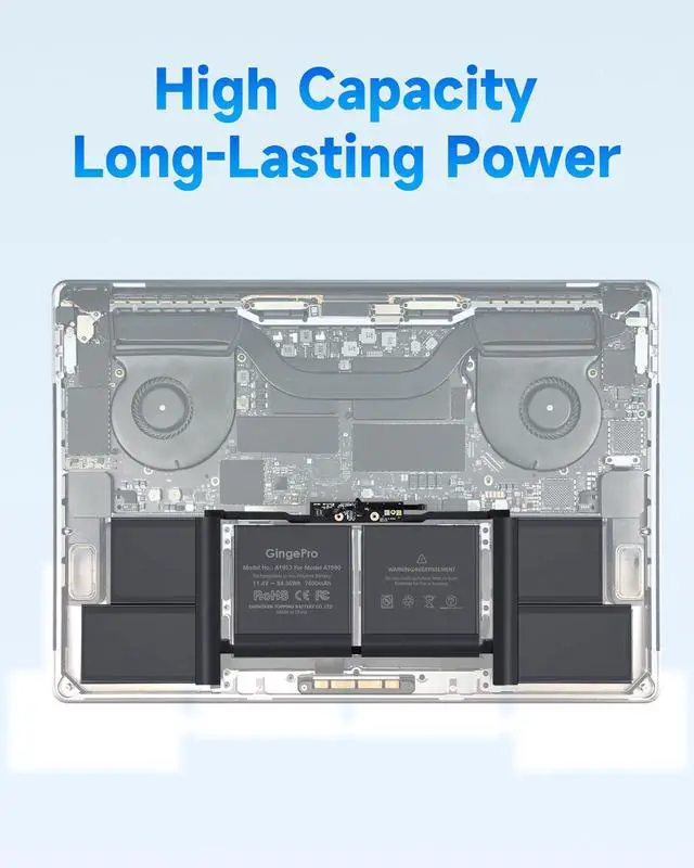Alt view image 3 of 6 - Replacement Battery for MacBook Pro A1990, 15-Inch, 2018-2019 | Replaces battery: A1953, 11.4V 7400mAh 84.36Wh, up to 1000 cycles, 5 screwdrivers, tool kit, installation guide