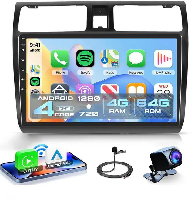 Main image of 4Core 4G+64G Android 15 Car Stereo Radio for Suzuki Swift 2005-2010 Wireless Carplay Android Auto 5G-WiFi GPS Navigation, 10.1 inch Touchscreen BT FM EQ Mirror Link Backup Camera