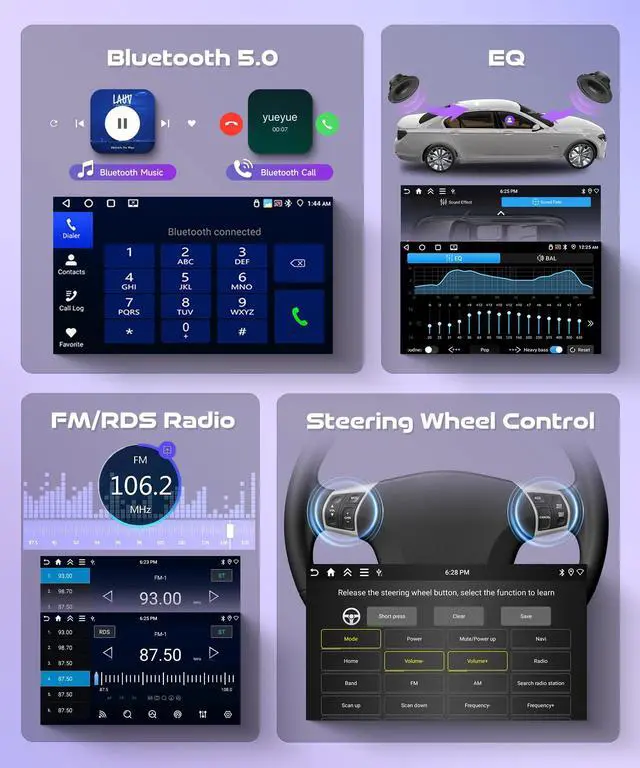 Alt view image 4 of 7 - 4Core 4G+64G Android 15 Car Stereo Radio for Suzuki Swift 2005-2010 Wireless Carplay Android Auto 5G-WiFi GPS Navigation, 10.1 inch Touchscreen BT FM EQ Mirror Link Backup Camera