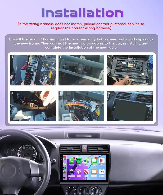 Alt view image 6 of 7 - 4Core 4G+64G Android 15 Car Stereo Radio for Suzuki Swift 2005-2010 Wireless Carplay Android Auto 5G-WiFi GPS Navigation, 10.1 inch Touchscreen BT FM EQ Mirror Link Backup Camera