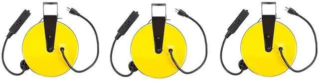 Main image of SL-800 Retractable Metal Cord Reel with 3 Outlets - 30 Foot (Pack of 3)