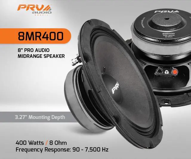 Alt view image 2 of 7 - 8 Inch Midrange Speaker, 8 Ohm, 8MR400 Pair 400 Watts, 96 dB, Mid Range Loudspeaker for High Output Pro Sound System (2 Speakers)