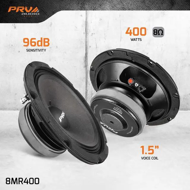 Alt view image 4 of 7 - 8 Inch Midrange Speaker, 8 Ohm, 8MR400 Pair 400 Watts, 96 dB, Mid Range Loudspeaker for High Output Pro Sound System (2 Speakers)