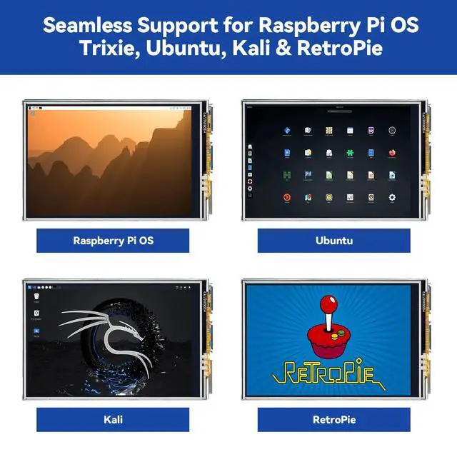 Alt view image 5 of 7 - 3.5 Inch 480x320 Touch Screen IPS LCD SPI Display Monitor with Stylus for Raspberry Pi 5/4B/Pironman 5/Max, 50 FPS, 65K Colors, 40pin, Trixie, Ubuntu, Kali Linux, RetroPie