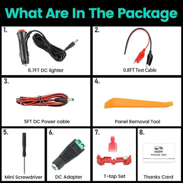 Alt view image 6 of 6 - 12V Car Cig. Lighter Charger Cord with Test Cable, DC Plug Adapter and Power Extension Cable for Backup Camera, Monitor, DVR, DVD, Bluetooth Speaker, GPS, Laptop