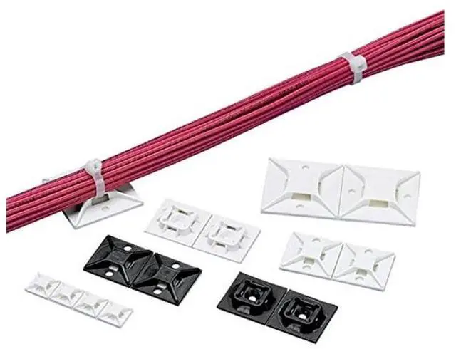 Main image of ABM2S-A-D 4-Way Adhesive Cable Tie Mount, 1x1 Inch, White, 500pk | High-bond Rubber Adhesive, High-temp Indoor rated, 2-up liner configuration, ABS, fits mini through standard cable ties