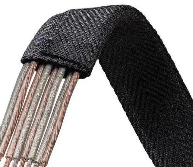 Main image of 1.75" F6 Flat Braided Wrap Around Sleeving Flexible Mesh Cable Protector Wire Cover - 50 Feet - Black