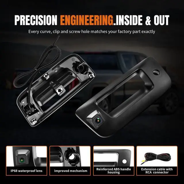 Alt view image 5 of 7 - Tailgate Handle Backup Camera for Chevy Silverado & GMC Sierra | 2007-2014 Night Vision Wide-angle Waterproof Rear View Camera Tail gate Handle Key Hole OE# 22755305