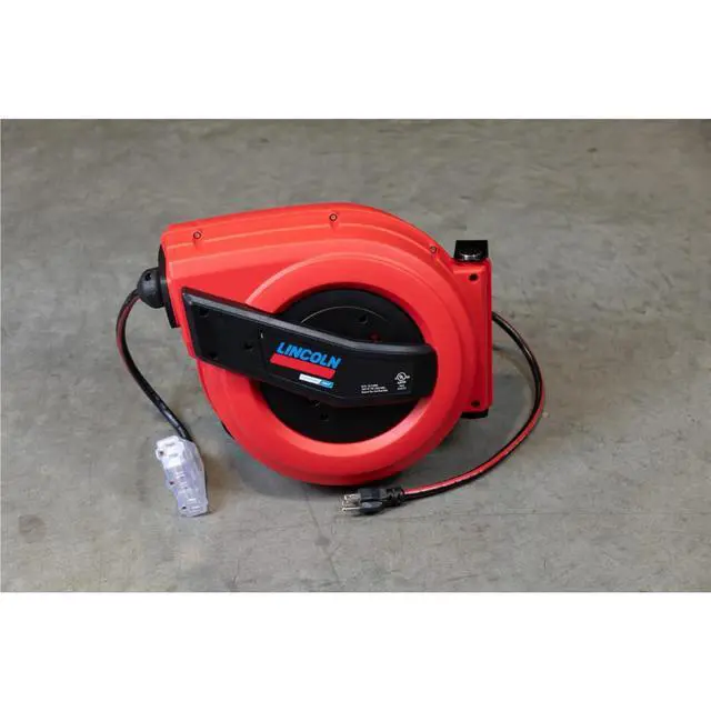 Alt view image 4 of 7 - 91039 60' Tri-tap Electric Power Cord Reel, 12/3 SJTOW, Grease, Oil and Weather Resistant, Magnetic Brake, Auto-guide Rewind Mechanism, Overload Protection, Power Indicator Lights, Red/Black