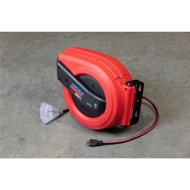Alt view image 5 of 7 - 91039 60' Tri-tap Electric Power Cord Reel, 12/3 SJTOW, Grease, Oil and Weather Resistant, Magnetic Brake, Auto-guide Rewind Mechanism, Overload Protection, Power Indicator Lights, Red/Black