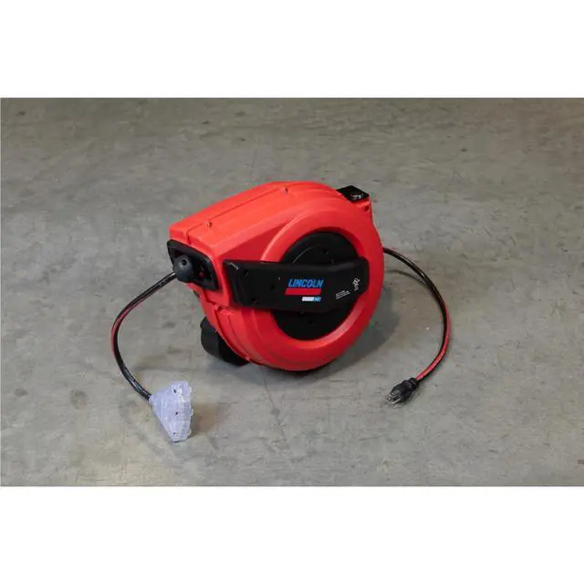 Alt view image 6 of 7 - 91039 60' Tri-tap Electric Power Cord Reel, 12/3 SJTOW, Grease, Oil and Weather Resistant, Magnetic Brake, Auto-guide Rewind Mechanism, Overload Protection, Power Indicator Lights, Red/Black